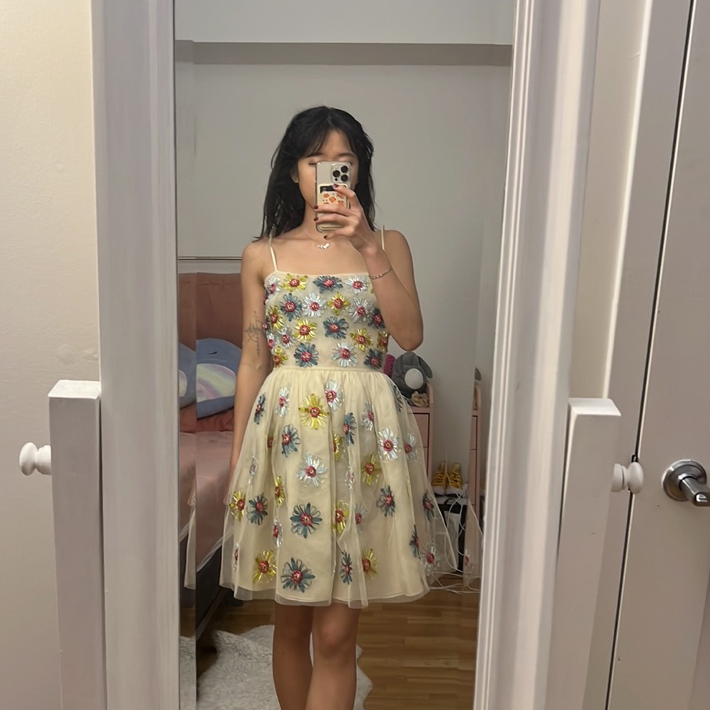 NWT red valentino tulle off white floral embroidered dress